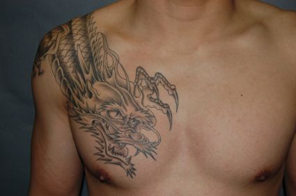 Man With Dragon On Tat Chest